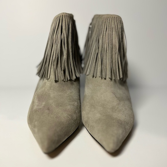 Sam Edelman Kandice Fringe Ankle Boots Dove Gray Suede Womans Size 8.5 Side Zip - Picture 6 of 13